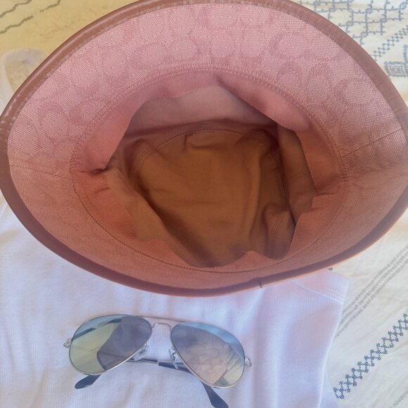 Coach Signature Bucket Hat Pink Jacquard Monogram Logo Print - Picture 4 of 5